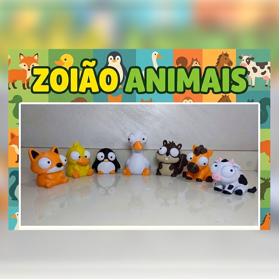 Bonecos Zoião de bichinhos: raposa, pinguim, pato, vaca e outros